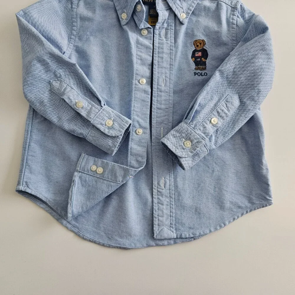 Ralph Lauren Polo Bear Oxford Shirt – Blue, Size 2T - Picture 7 of 12